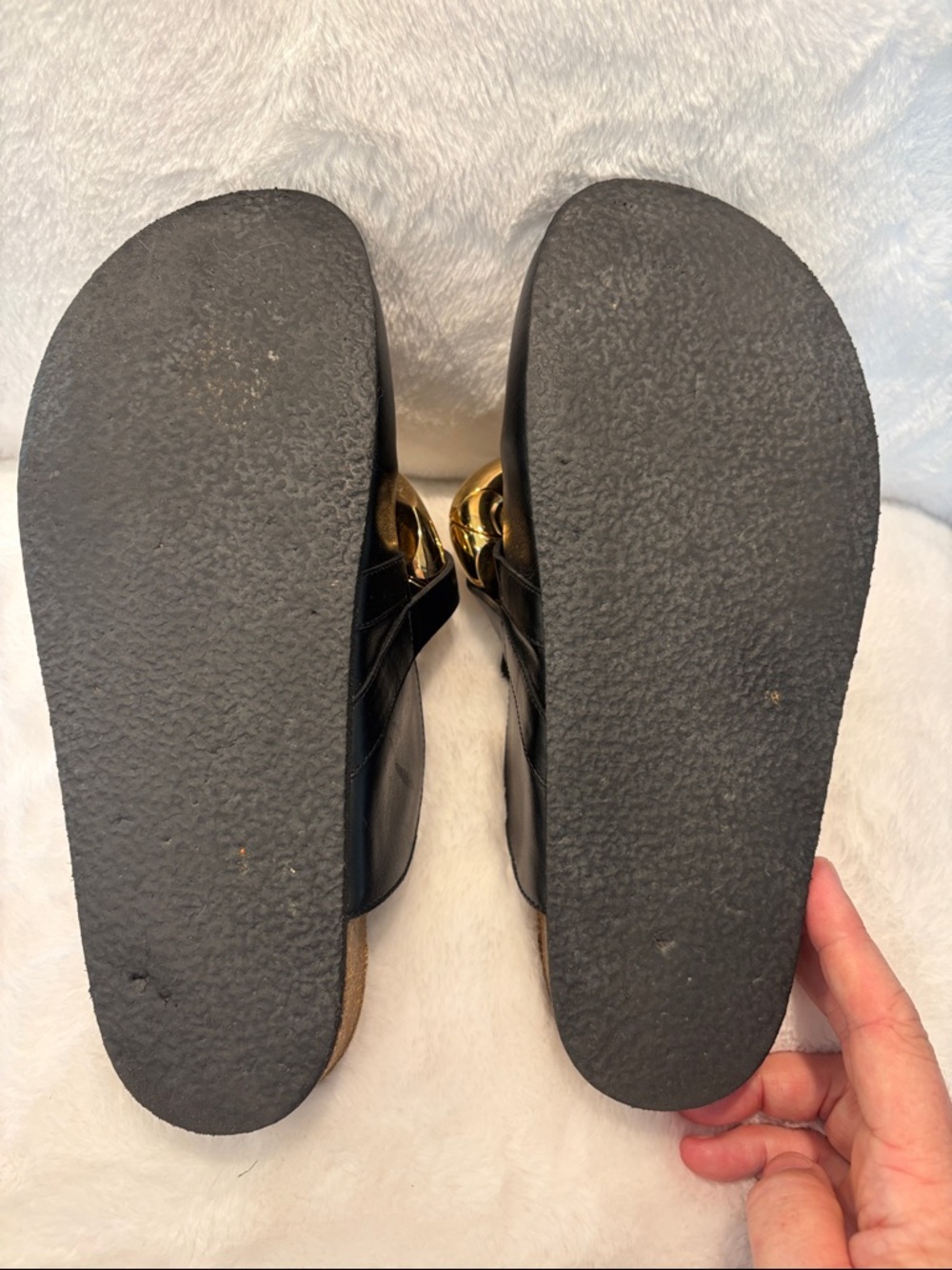JW Anderson Chunky Napa Chain Slide Black Leather Slip-On Mules - Picture 4 of 7
